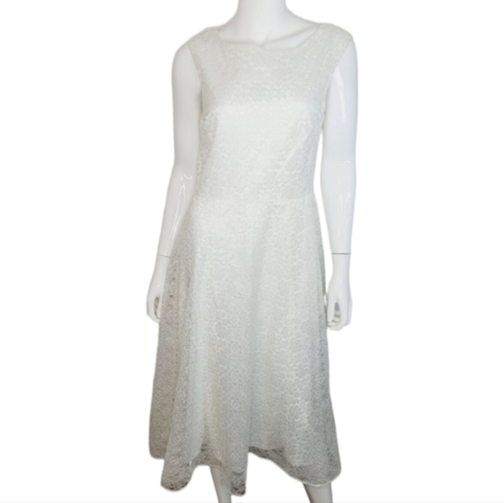 Betsey Johnson White Lace Overlay Sleeveless Beach Wedding Party‎ Dress Size 6